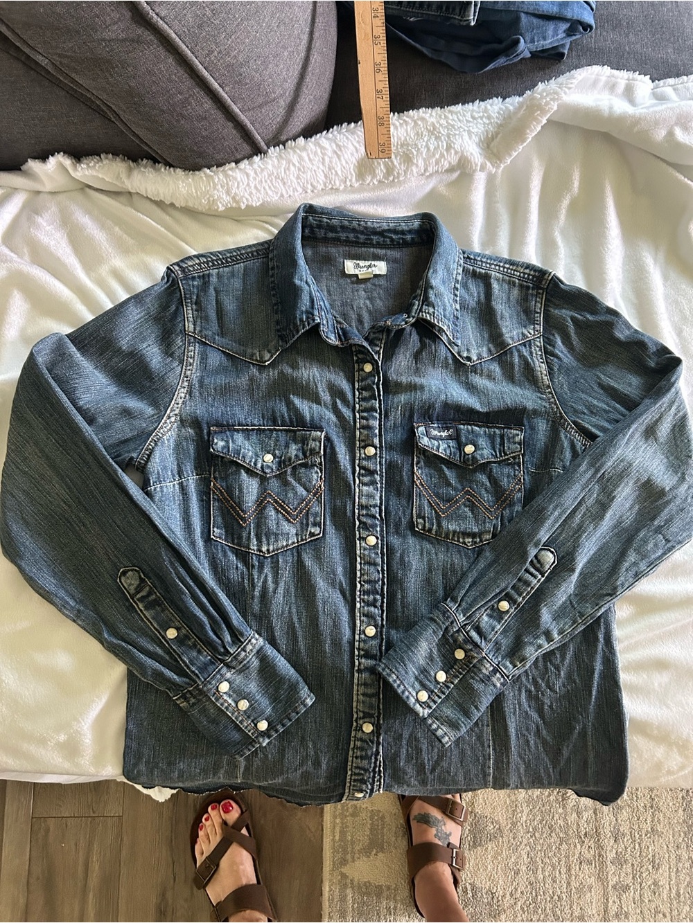 Wrangler Denim Western Long Sleeve Pearl Snap